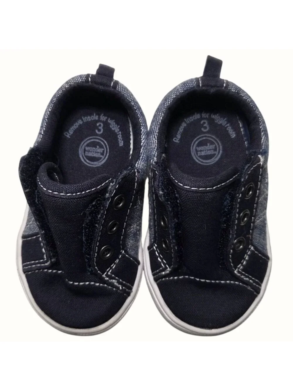 Wonder Nation Infant Baby Boy's Size 3 Black Casual Canvas Sneakers